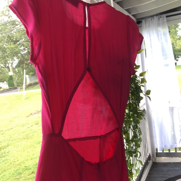 Vici hot pink, high slit, open back dress - Picture 4 of 5